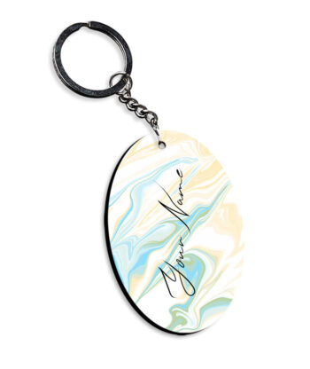 Your Name Multicolor Liquid Marble Artwork Customised Oval Key Chains
