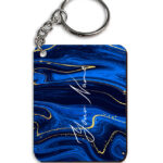 Your Name Golden Blue Liquid Marble Artpiece Customised Rectangle Key Chains
