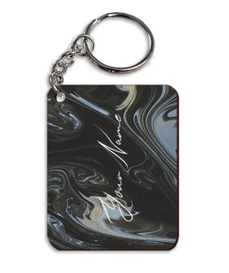 Your Name Grey Black Paintmix Design Customised Rectangle Key Chains