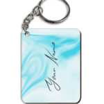 Your Name Blue Stroke Liquid Marble Artpiece Customised Rectangle Key Chains