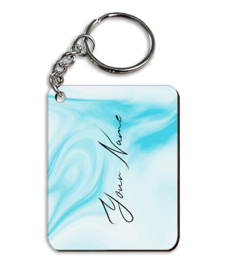 Your Name Blue Stroke Liquid Marble Artpiece Customised Rectangle Key Chains