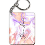 Your Name Peach Purple Liquid Marble Artwork Customised Rectangle Key Chains