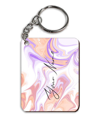 Your Name Peach Purple Liquid Marble Artwork Customised Rectangle Key Chains
