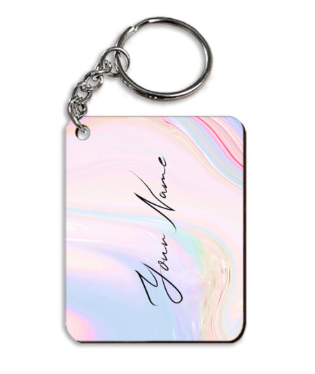 Your Name Multicolor Gradient Liquid Marble Illustration Customised Rectangle Key Chains