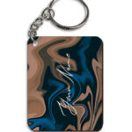 Your Name Blue Brown Paintmix Design Customised Rectangle Key Chains