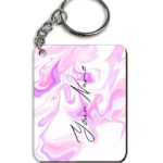 Your Name Voilet Pink Liquid Marble Artwork Customised Rectangle Key Chains