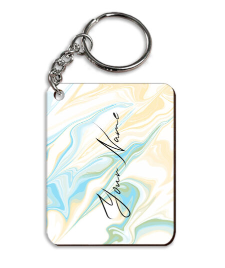 Your Name Multicolor Liquid Marble Artwork Customised Rectangle Key Chains