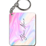Your Name Multicolor Liquid Marble Illustration Customised Rectangle Key Chains