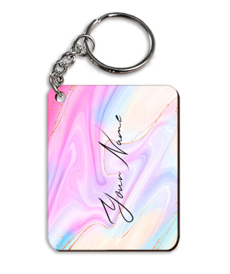 Your Name Multicolor Liquid Marble Illustration Customised Rectangle Key Chains