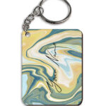 Your Name Gold Olive Green Paintmix Design Customised Rectangle Key Chains