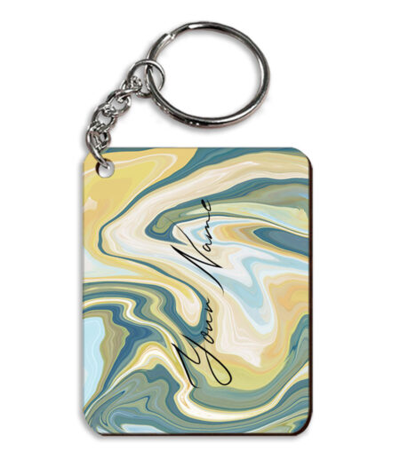 Your Name Gold Olive Green Paintmix Design Customised Rectangle Key Chains