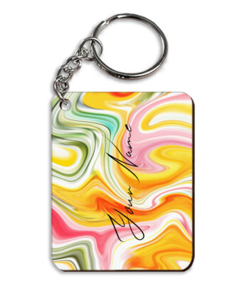 Your Name Rainbow Paintmix Design Customised Rectangle Key Chains