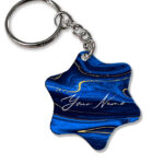 Your Name Golden Blue Liquid Marble Artpiece Customised Star Key Chains