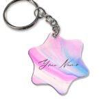 Your Name Pink Blue Liquid Marble Illustration Customised Star Key Chains