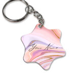 Your Name Pink Purple Liquid Marble Illustration Customised Star Key Chains