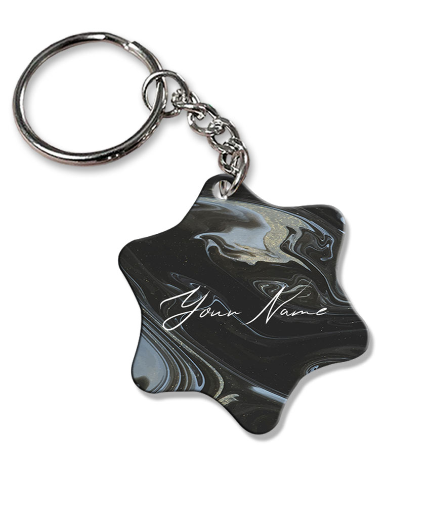 Your Name Grey Black Paintmix Design Customised Star Key Chains