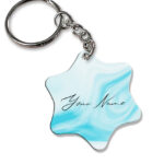 Your Name Blue Stroke Liquid Marble Artpiece Customised Star Key Chains