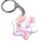 Your Name Peach Purple Liquid Marble Artwork Customised Star Key Chains