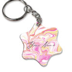Your Name Gold Magenta Liquid Marble Illustration Customised Star Key Chains