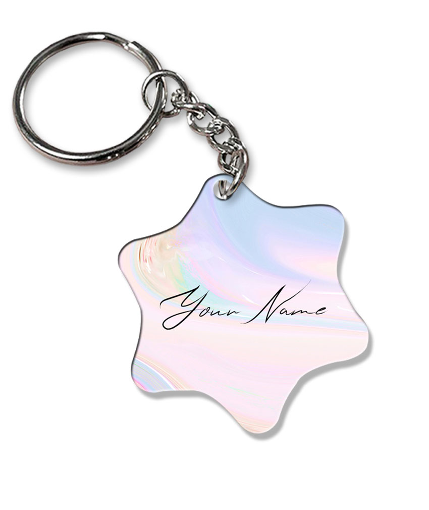 Your Name Multicolor Gradient Liquid Marble Illustration Customised Star Key Chains