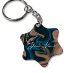 Your Name Blue Brown Paintmix Design Customised Star Key Chains