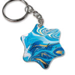 Your Name Blue Gold Liquid Marble Artpiece Customised Star Key Chains