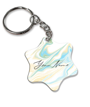 Your Name Multicolor Liquid Marble Artwork Customised Star Key Chains
