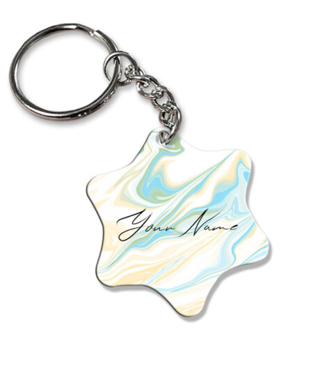 Your Name Multicolor Liquid Marble Artwork Customised Star Key Chains