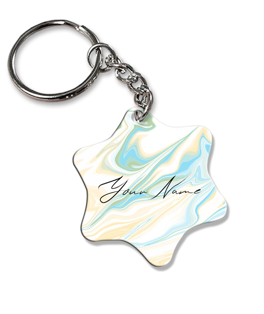 Your Name Multicolor Liquid Marble Artwork Customised Star Key Chains