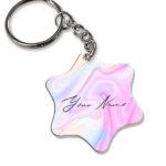 Your Name Multicolor Liquid Marble Illustration Customised Star Key Chains