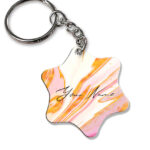 Your Name Golden Pink Liquid Marble Illustration Customised Star Key Chains