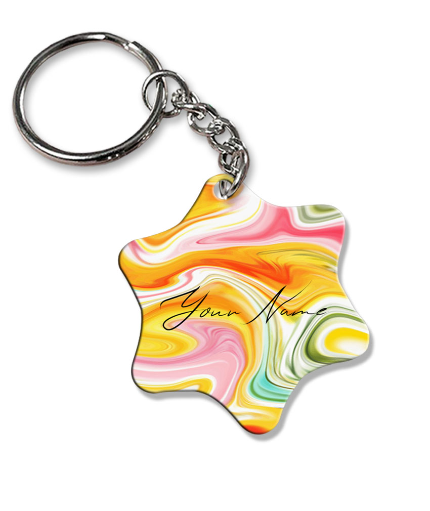 Your Name Rainbow Paintmix Design Customised Star Key Chains
