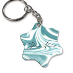 Your Name White Blue Liquid Marble Artwork Customised Star Key Chains