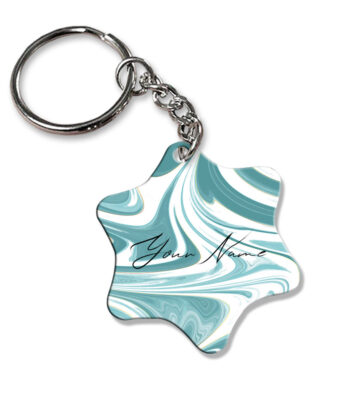 Your Name White Blue Liquid Marble Artwork Customised Star Key Chains