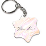 Your Name Peach Pink Liquid Marble Artwork Customised Star Key Chains