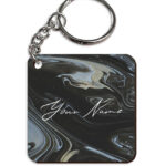 Your Name Grey Black Paintmix Design Customised Square Key Chains