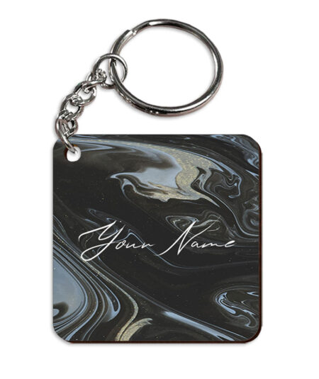 Your Name Grey Black Paintmix Design Customised Square Key Chains