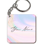 Your Name Multicolor Gradient Liquid Marble Illustration Customised Square Key Chains