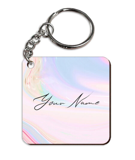 Your Name Multicolor Gradient Liquid Marble Illustration Customised Square Key Chains