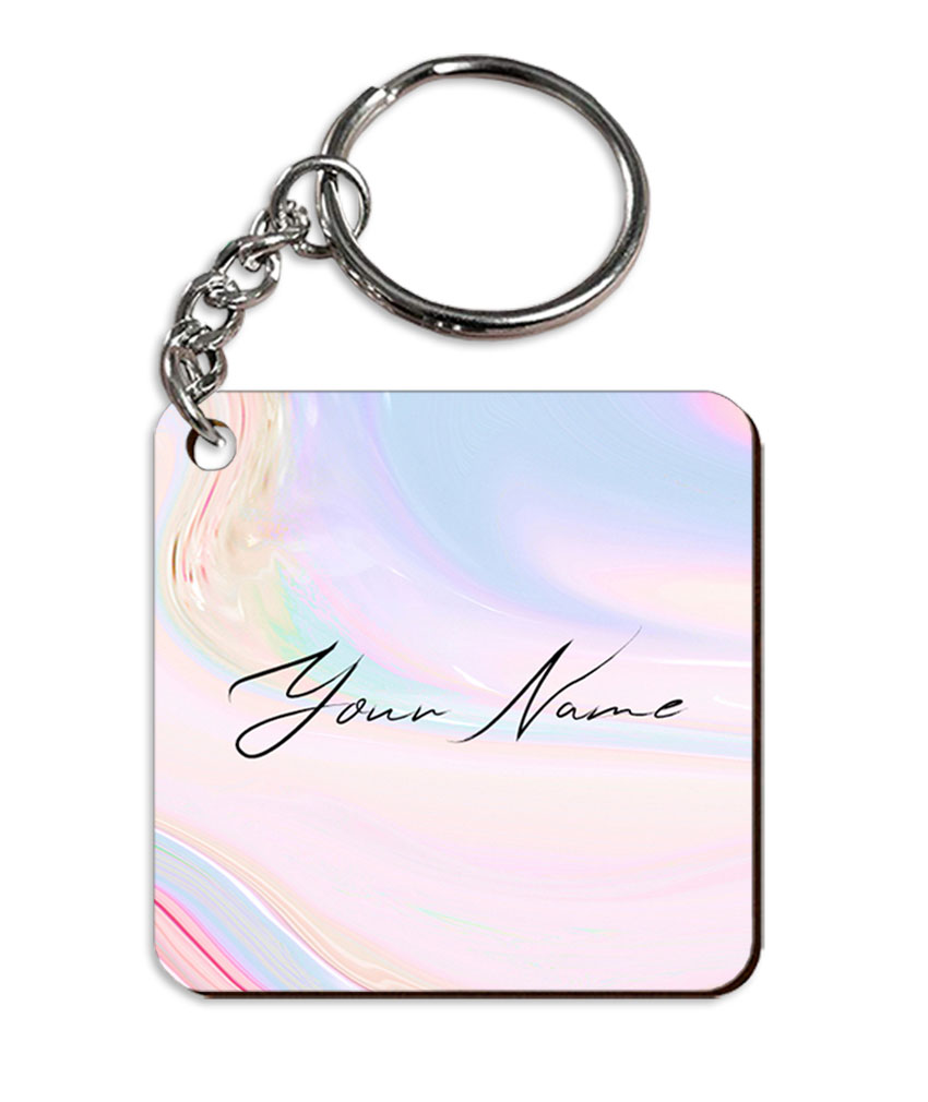 Your Name Multicolor Gradient Liquid Marble Illustration Customised Square Key Chains