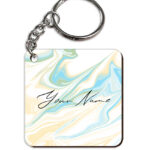 Your Name Multicolor Liquid Marble Artwork Customised Square Key Chains