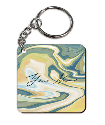 Your Name Gold Olive Green Paintmix Design Customised Square Key Chains
