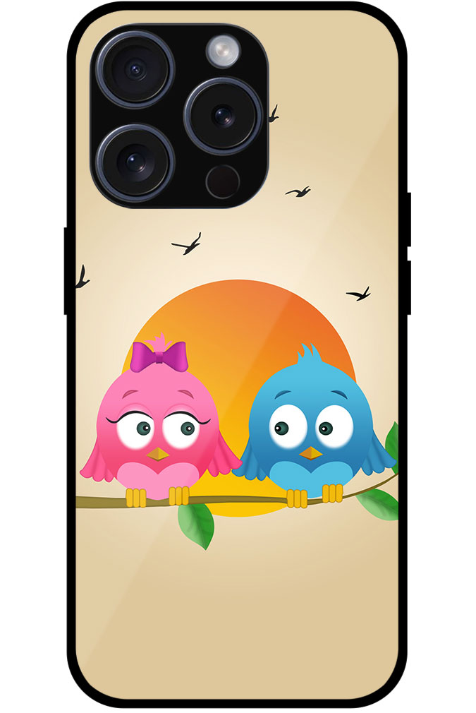 Sunset Bird Couple Graphic Illustration Metal TPU Printed Case