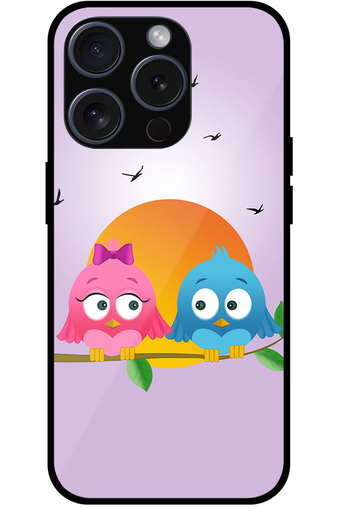 Sunset Bird Couple Graphic Illustration Metal TPU Printed Case