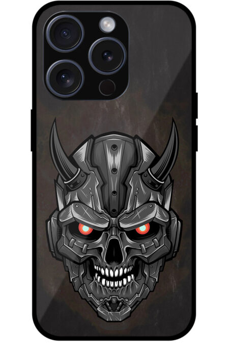 Evil Robotic Skull Illustration Metal TPU Printed Case