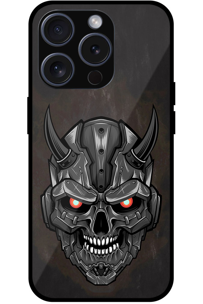 Evil Robotic Skull Illustration Metal TPU Printed Case
