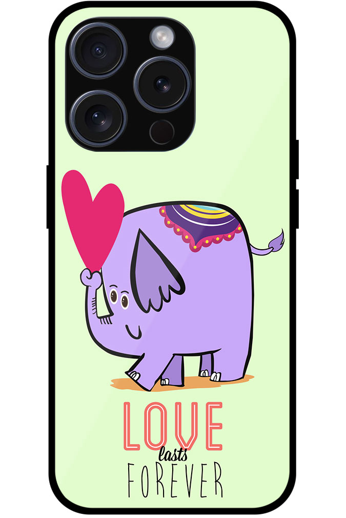 Love Forever Cartoon Elephant Design Metal TPU Printed Case