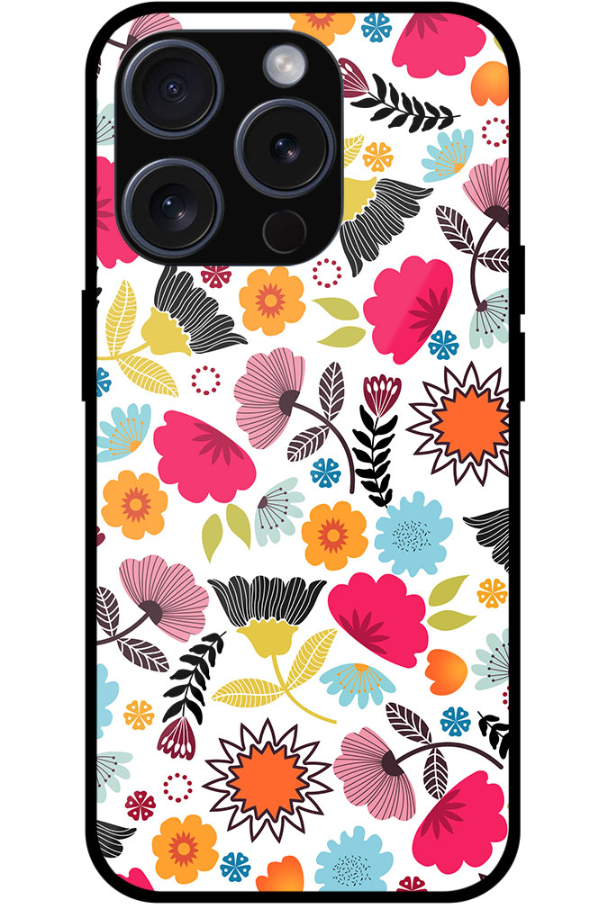 Colorful Floral Pattern Metal TPU Printed Case