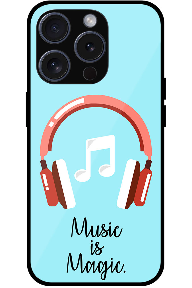 Music Is Magic Headphones Vector Illustration Metal TPU Printed Case