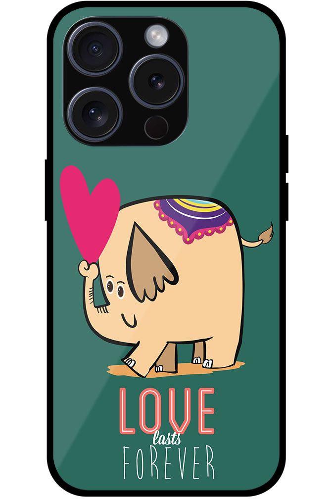 Love Forever Cartoon Elephant Design Metal TPU Printed Case